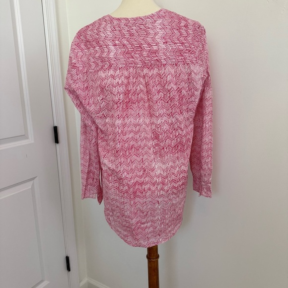 Ro’s Garden Tuckernuck Popover Blouse 100% Cotton Geometric Preppy Womens M - Picture 5 of 11